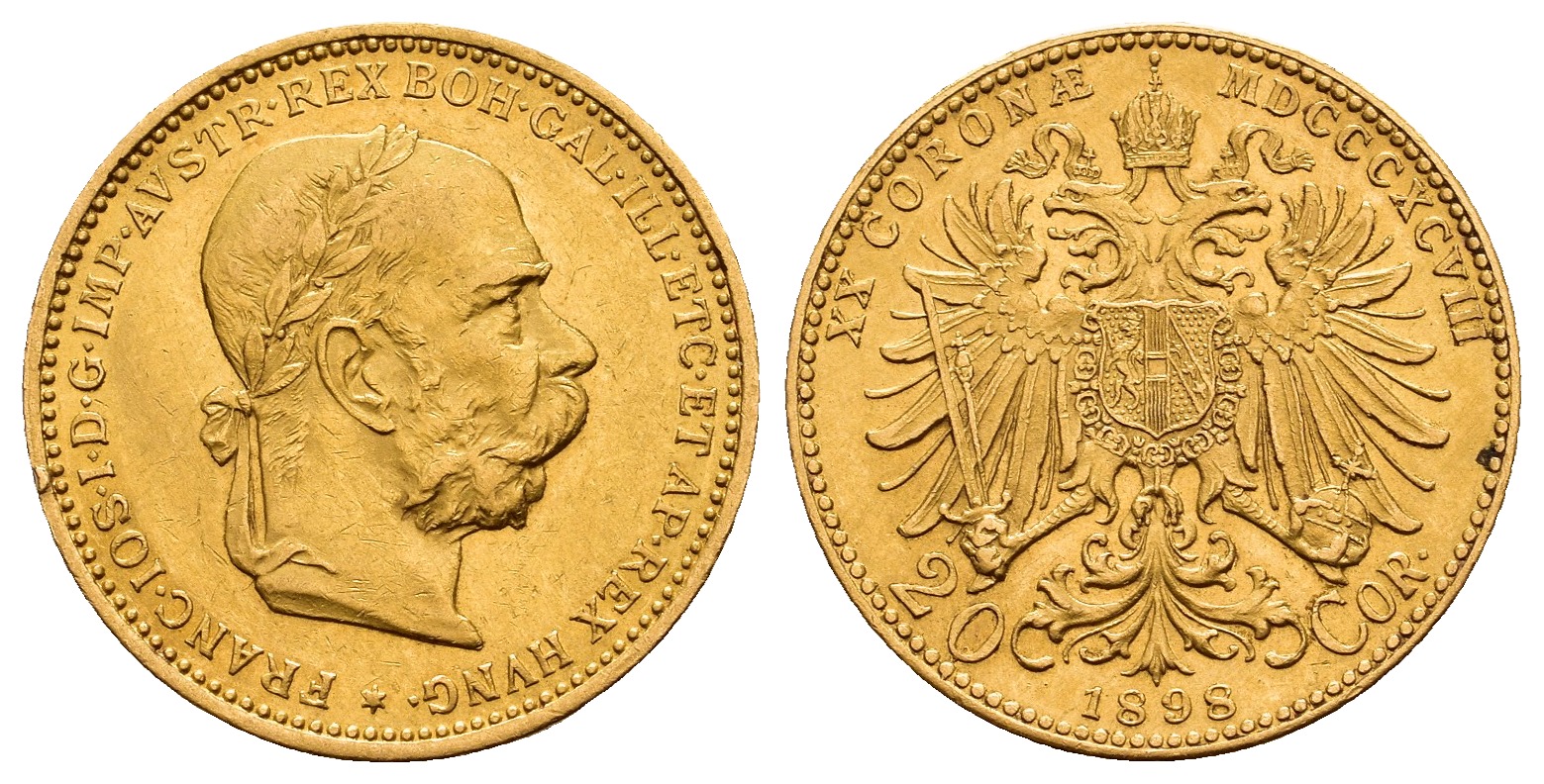 PEUS V 9782 Österreich 6,10 g Feingold. Franz Joseph I. (1848 - 1916) 20 Kronen GOLD 1898 Kl. Randfehler, Vorzüglich