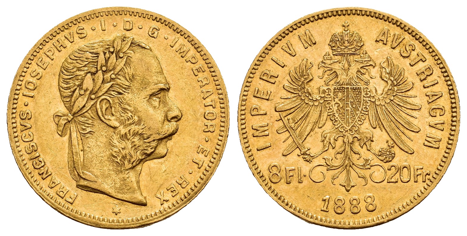 PEUS V 9783 Österreich 5,81 g Feingold. Franz Joseph I. (1848 - 1916) 8 Gulden GOLD 1888 Sehr schön +