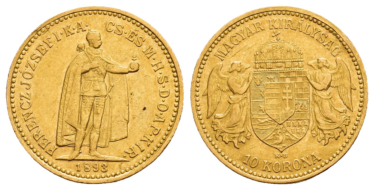 PEUS V 9792 Ungarn 3,05 g Feingold. Franz Joseph I. (1848 - 1916) 10 Kronen GOLD 1893 KB Kemnitz Sehr schön