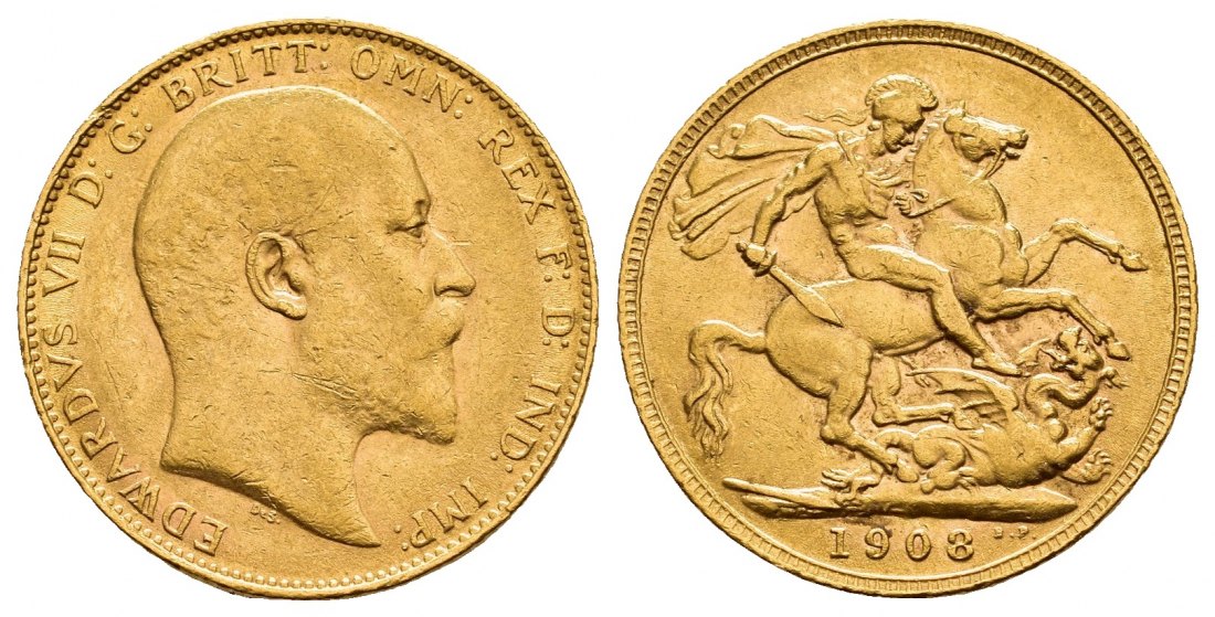 PEUS V 9802 Grossbritannien 7,32 g Feingold. Eduard VII. (1901 - 1910) Sovereign GOLD 1908 Sehr schön