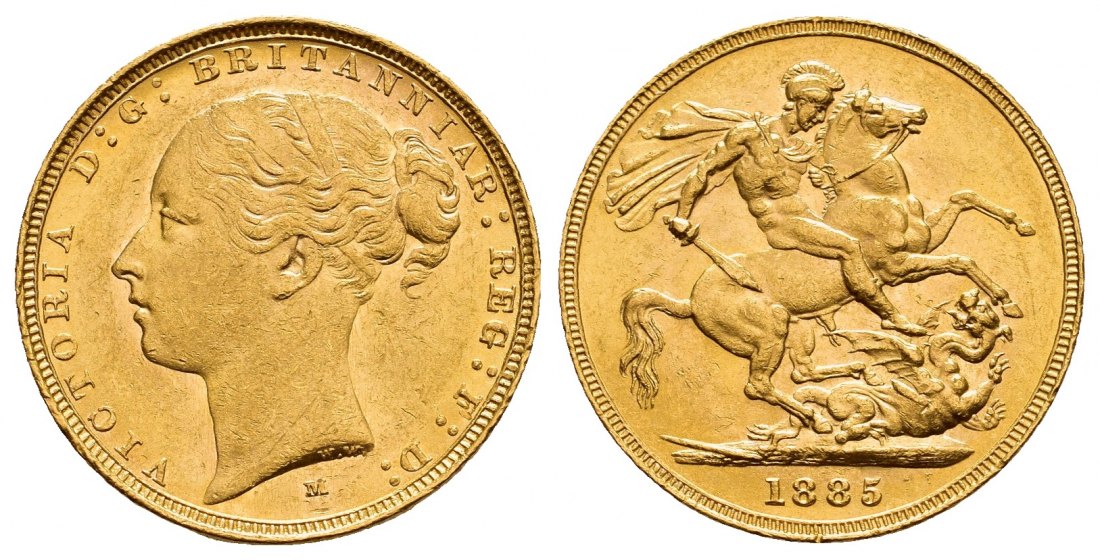 PEUS V 9805 Großbritannien / Australien 7,32 g Feingold. Victoria (1837 - 1901) Sovereign GOLD Melbourne 1885 M Melbourne Fast vorzüglich