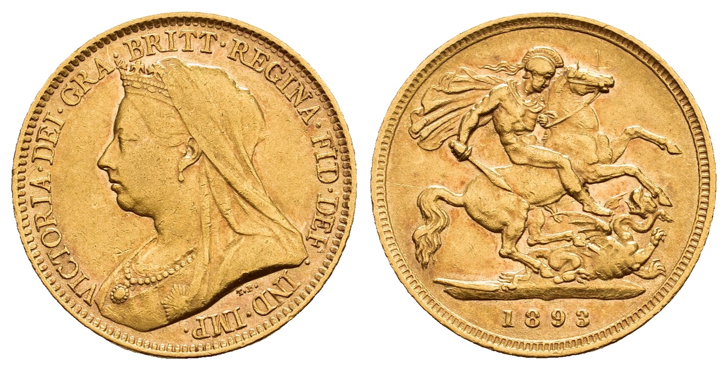 PEUS V 9808 Großbritannien 3,66 g Feingold. Witwenschleier Victoria (1837 - 1901) 1/2 Sovereign GOLD 1893 Sehr schön
