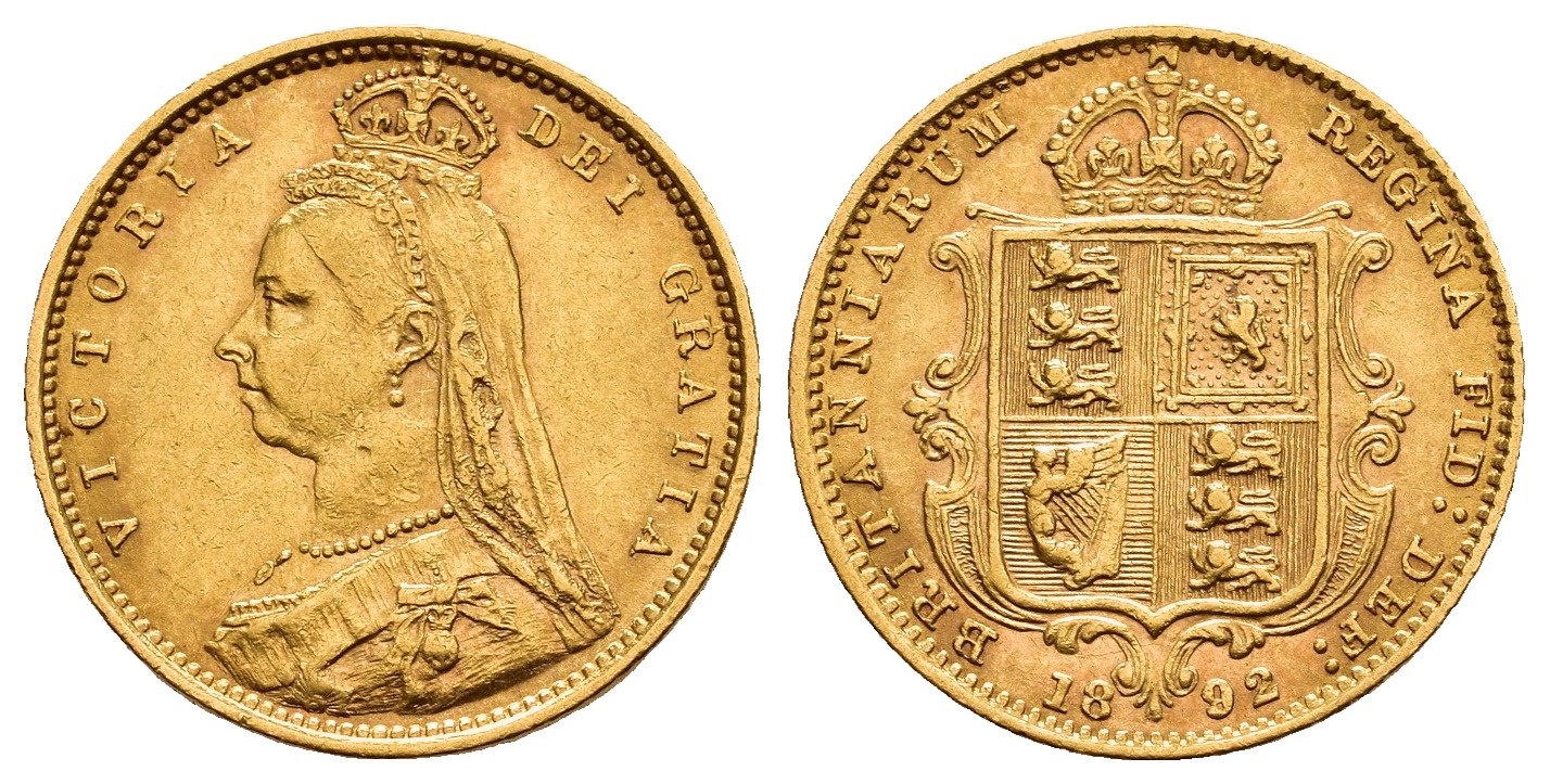 PEUS V 9809 Grossbritannien 3,66 g Feingold. Wappen Victoria (1837 - 1901) 1/2 Sovereign GOLD 1892 Sehr schön