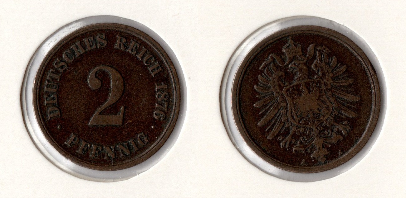  Kaiserreich 2 Pfennig 1876 -A- Sehr Schön Jaeger 2.   