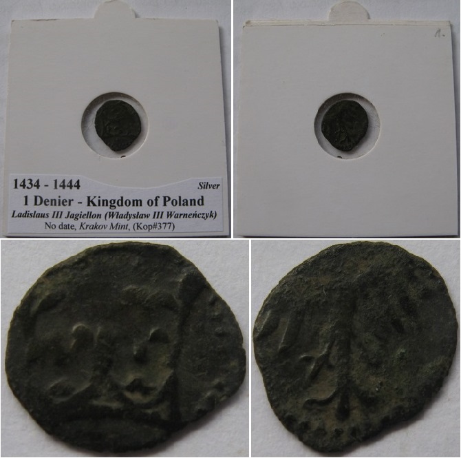  1434-1444, Kingdom of Poland (Ladislaus III Jagiellon) - 1 Denier, Krakov Mint, silver coin   
