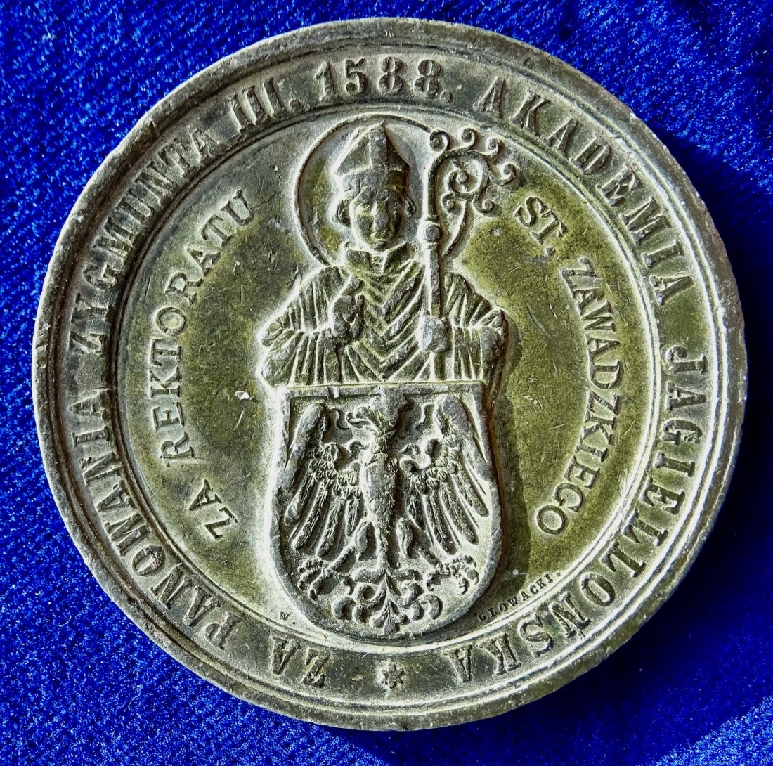  Krakau Polen in der Donaumonarchie, Medaille 1888 zur 300-jahrfeier St Anna Gymnasium   