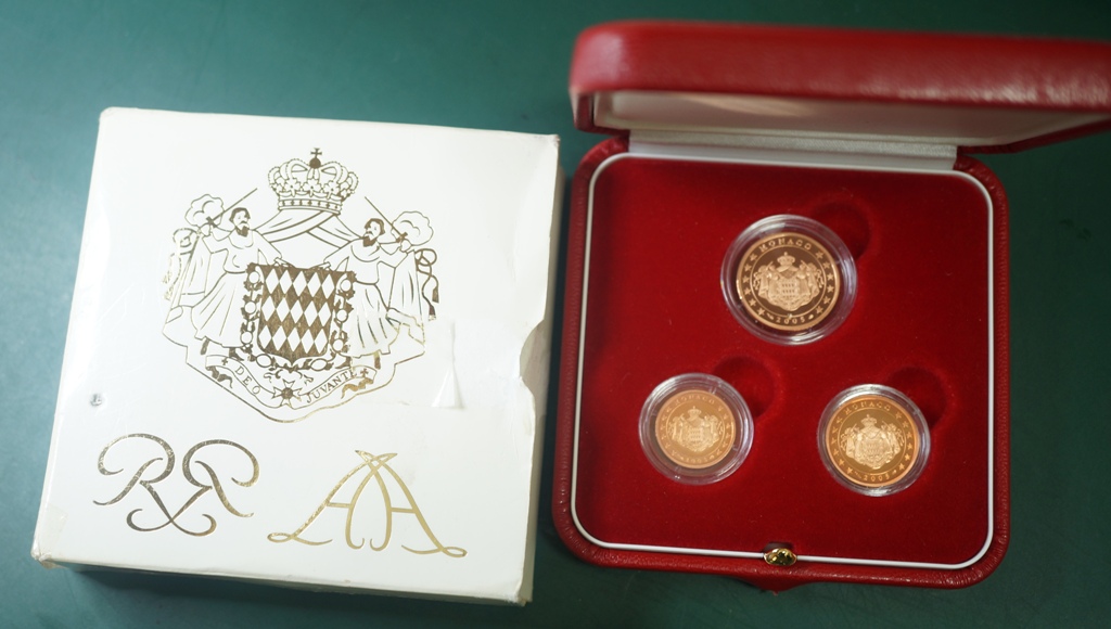  Euro, Monaco 1,2,5 Cent 2005 Polierte Platte   
