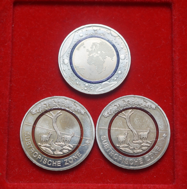  Euro, Bund 3x 5 € mit Polymerring   