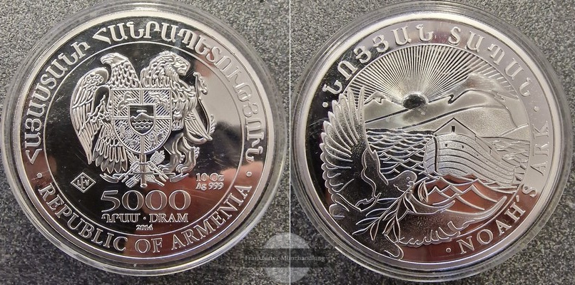  Armenien  5.000 Dram 2014 Arche Noah  FM-Frankfurt Feingewicht: 311 g   