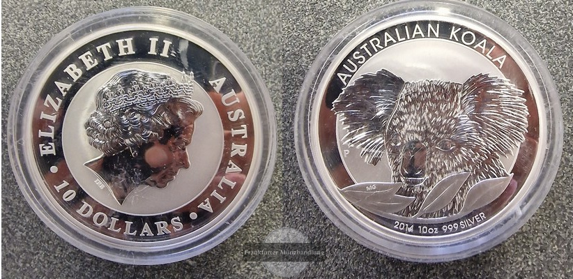  Australien  10 Dollar 2014  Koala   FM-Frankfurt  Feinsilber: 311g   
