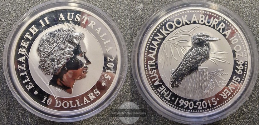  Australien  10 Dollar 2015 Kookaburra  FM-Frankfurt  Feinsilber: 311g   