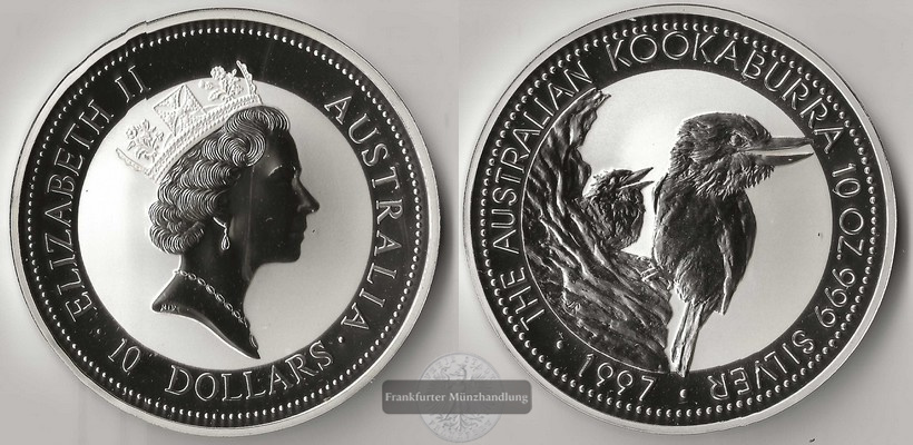  Australien  10 Dollar 1997 Kookaburra  FM-Frankfurt  Feinsilber: 311g   