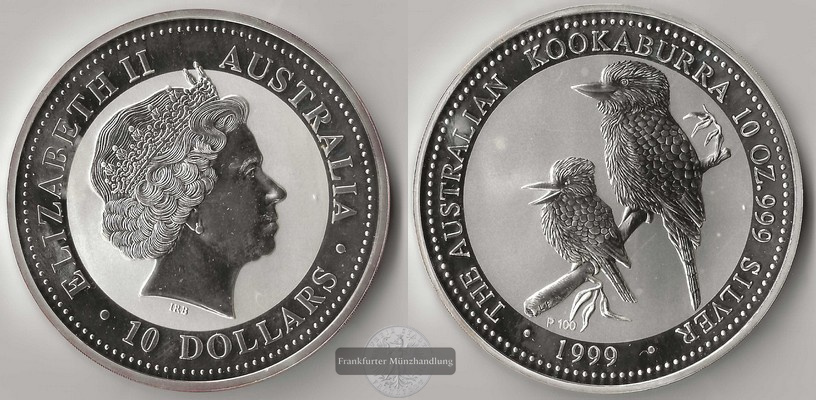  Australien  10 Dollar 1999 Kookaburra  FM-Frankfurt  Feinsilber: 311g   
