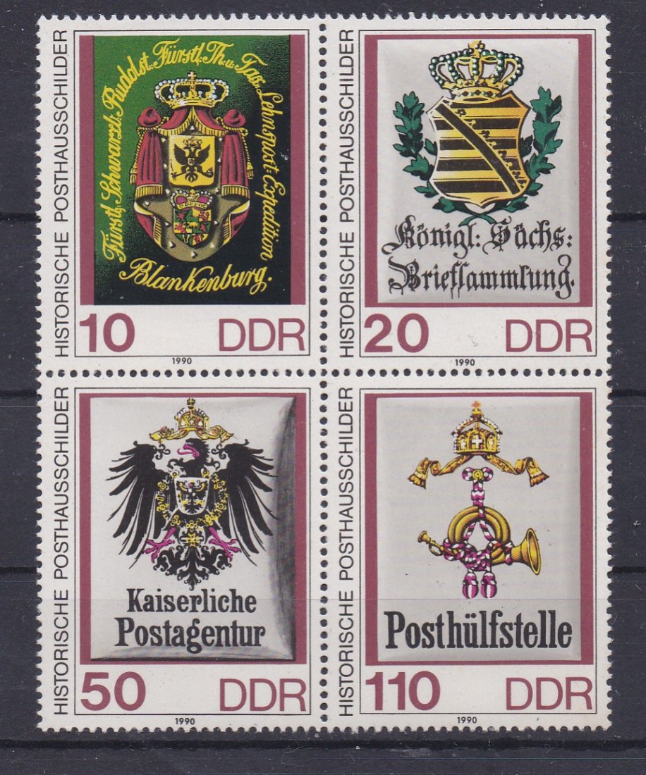  DDR, Michel 3306 - 3309 Historische Posthausschilder, **   