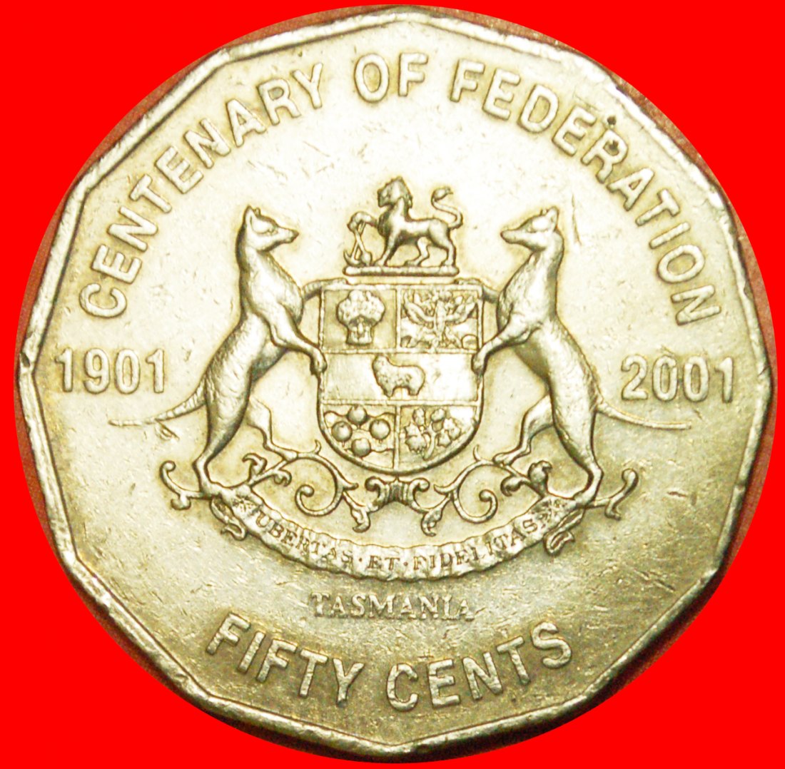  * FEDERATION 1901:AUSTRALIA★50 CENTS 2001 TASMANIA! ELIZABETH II (1953-2022)★LOW START ★ NO RESERVE!   