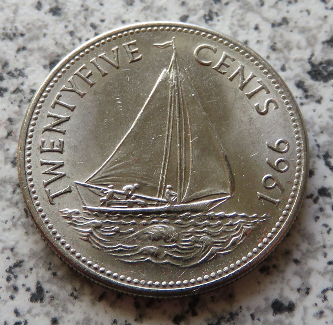  Bahamas 25 Cents 1966   