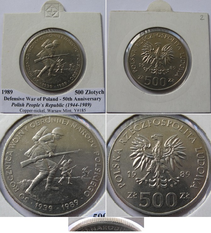  1989-Poland-500 Zlotych-commemorative issue:Defensive War of Poland   