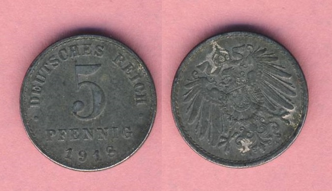 Kaiserreich 5 Pfennig 1918 A Eisen   