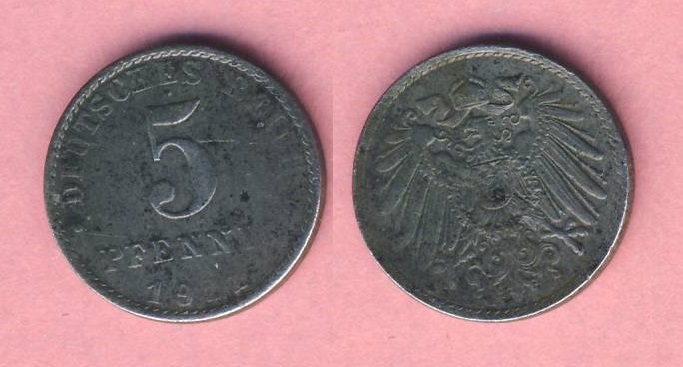  Kaiserreich 5 Pfennig 1921 A Eisen   