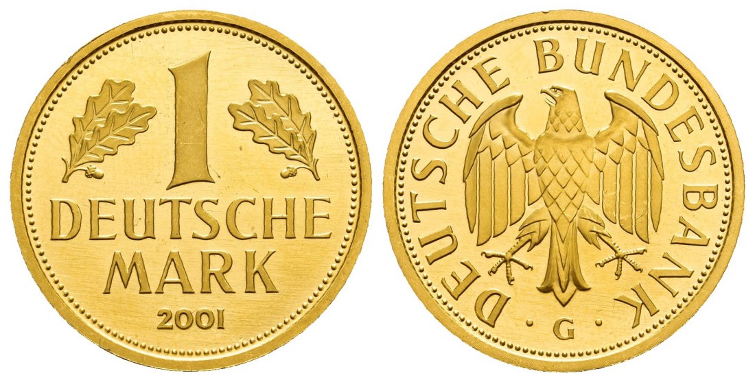 PEUS 9813 BRD 12 g Feingold. 1 Mark GOLD 2001 G Karlsruhe Stempelglanz