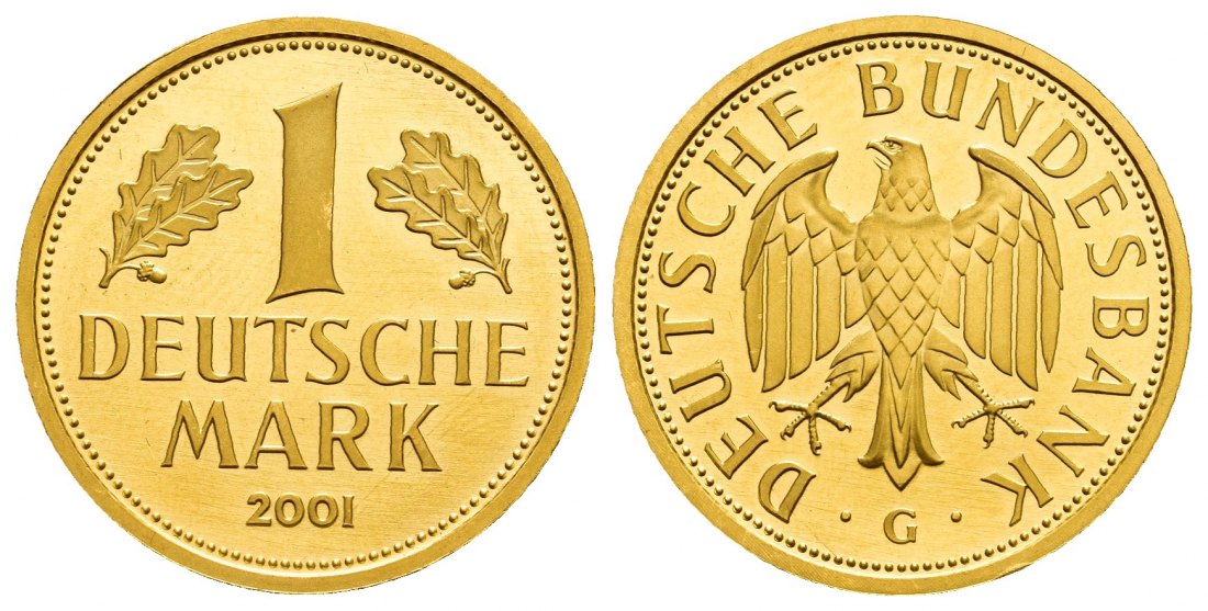 PEUS 9814 BRD 12 g Feingold. 1 Mark GOLD 2001 G Karlsruhe Stempelglanz