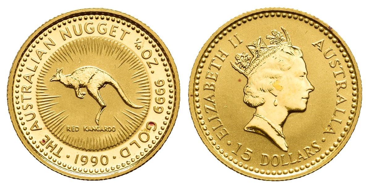 PEUS 9817 Australien 3,11 g Feingold. Rotes Känguru 15 Dollars GOLD 1/10 Unze 1990 Almost Uncirculated