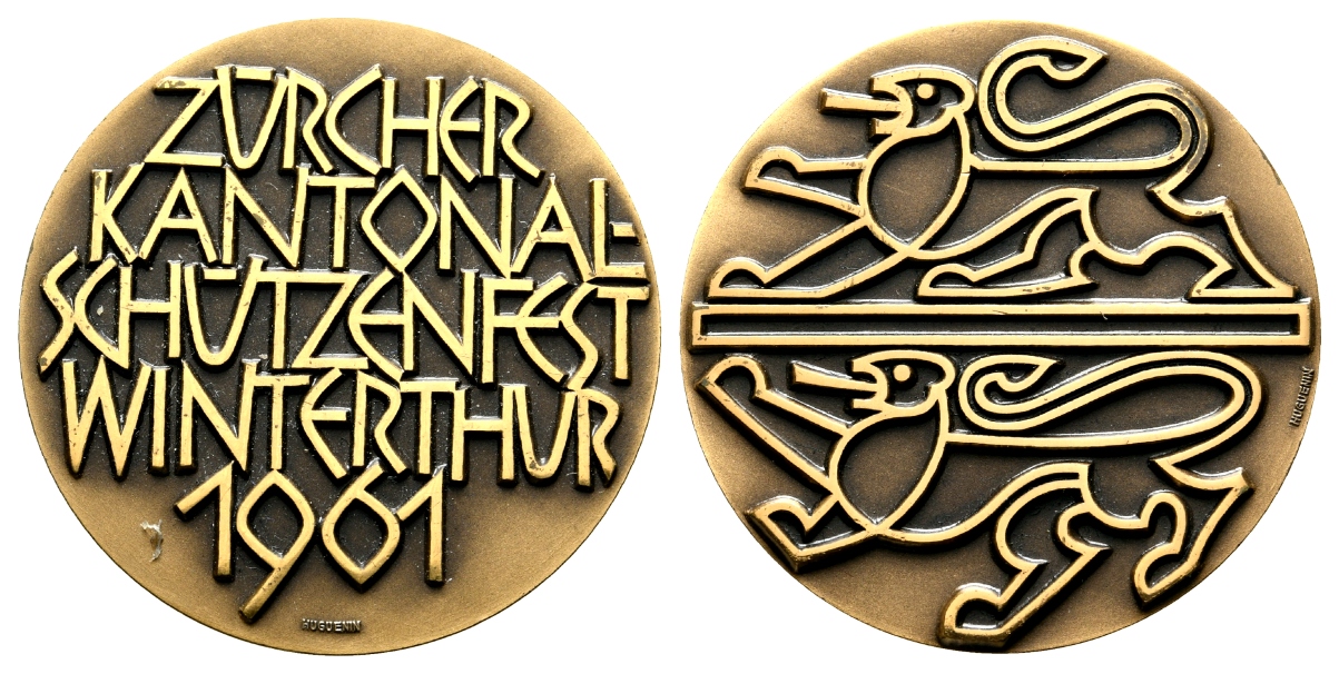  Medaille 1961; Schützenfest Winterthur; Bronze; 25,70 g; Ø 39,7 mm   