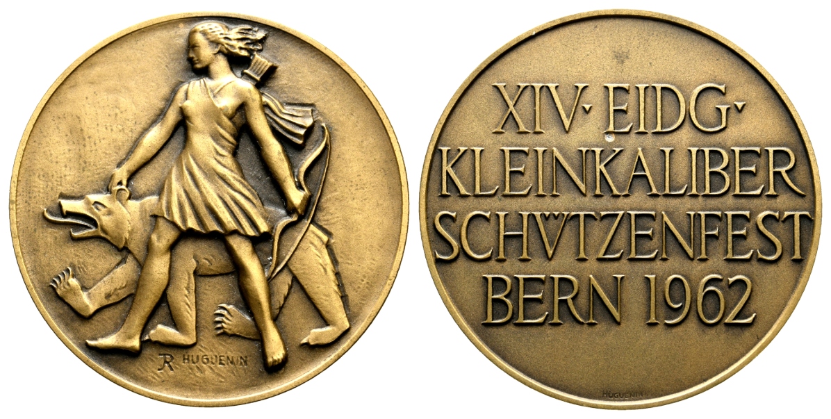  Medaille 1962; Kleinkaliber Schützenfest Bern; Bronze; 54,06 g; Ø 50,0 mm   