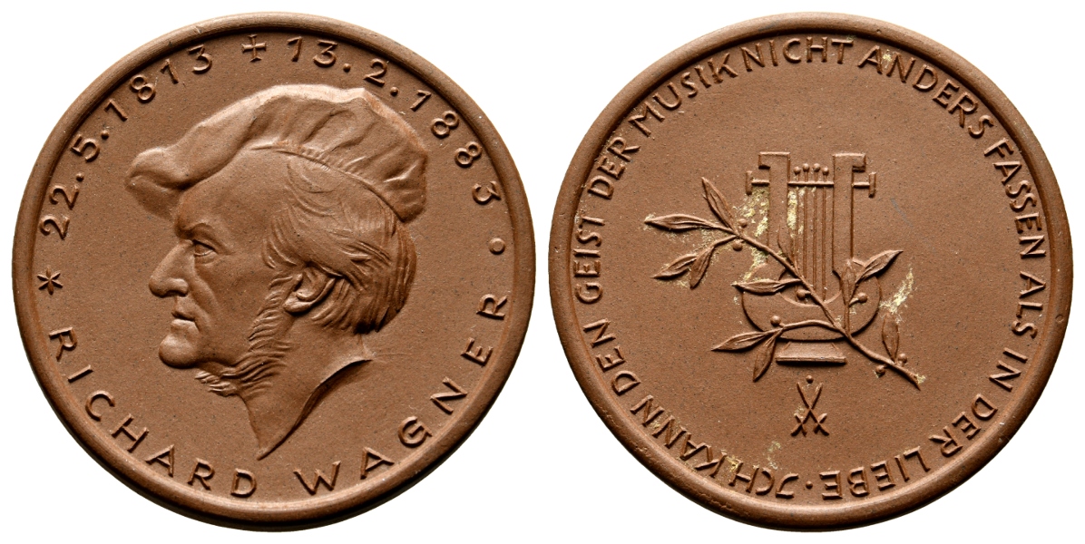  Medaille Richard Wagner 1883; Porzellan; 18,68 g; Ø 49,9 mm   