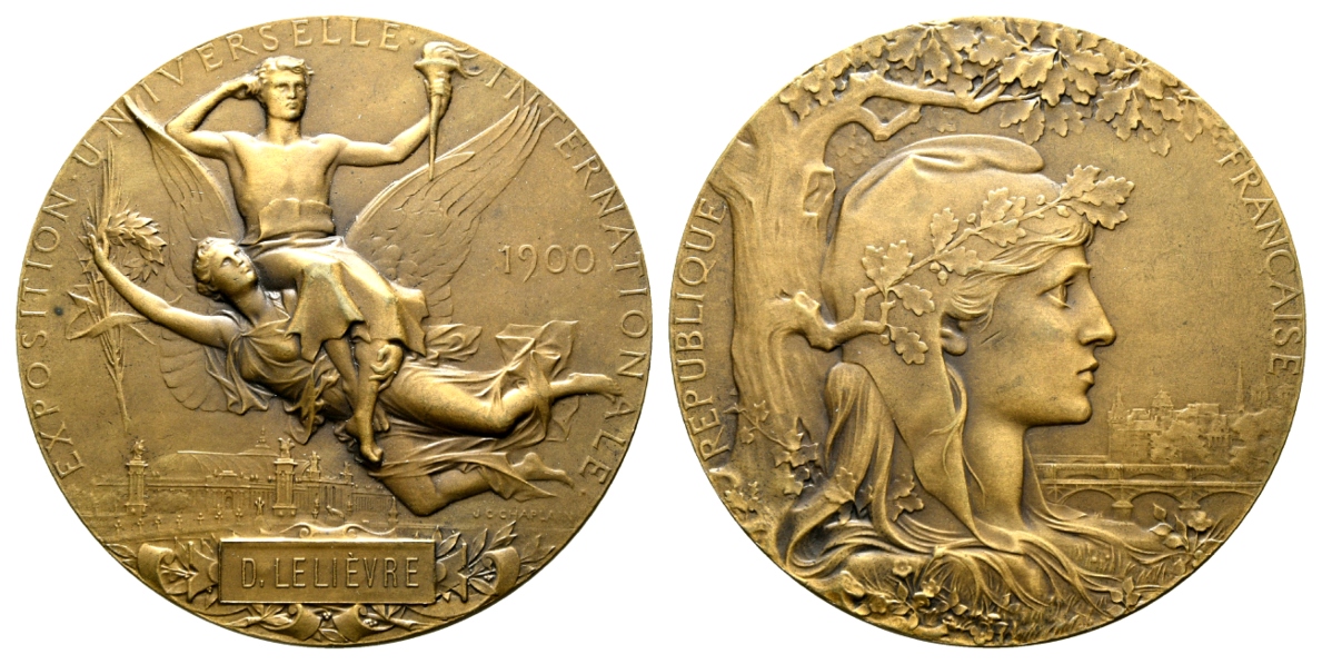  Medaille Frankreich 1900; Bronze; 99,78 g; Ø 63,6 mm   