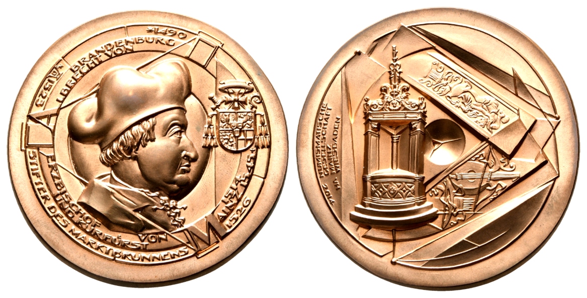  Medaille Numismatische Gesellschaft 2014; Kupfer; 206,74 g; Ø 64,00 mm   