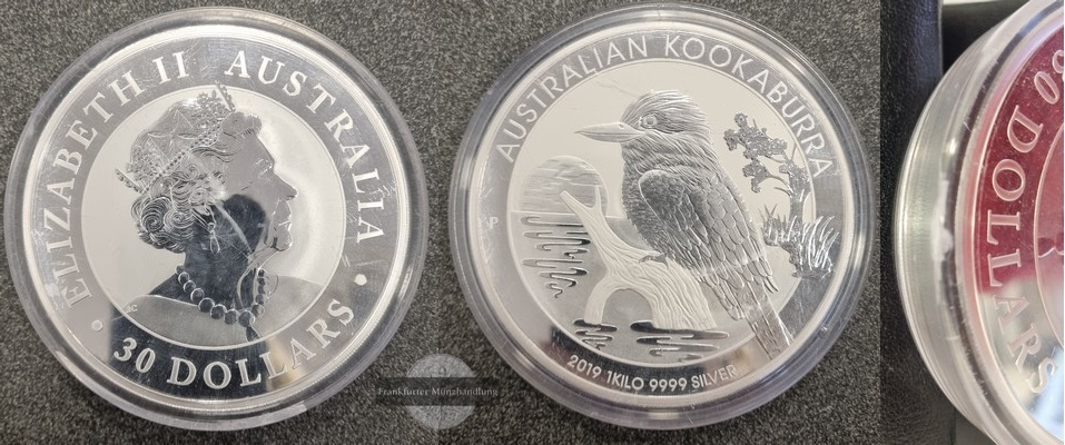  Australien  30 Dollar 2019 Kookaburra  FM-Frankfurt  Feinsilber: 1.000g   