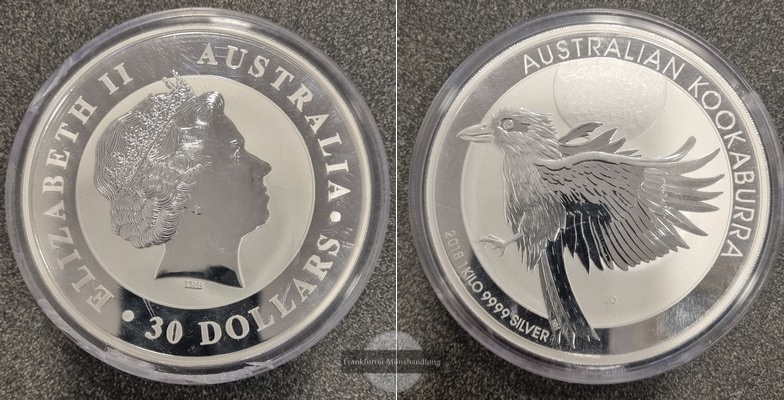  Australien  30 Dollar 2018 Kookaburra  FM-Frankfurt  Feinsilber: 1.000g   