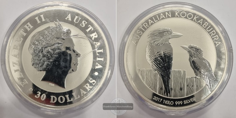  Australien  30 Dollar 2017 Kookaburra  FM-Frankfurt  Feinsilber: 1.000g   