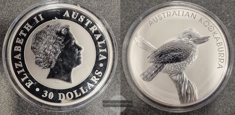  Australien  30 Dollar 2010 Kookaburra  FM-Frankfurt  Feinsilber: 1.000g   