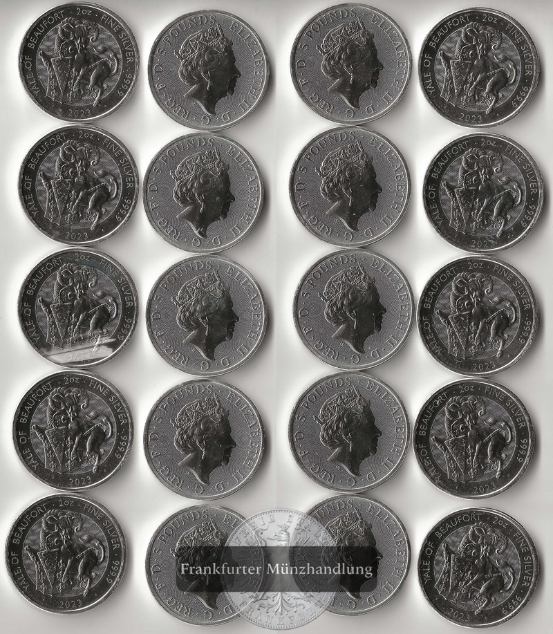  Großbritannien, 10x 5 Pounds 2023  The Yale of Beaufort FM-Frankfurt  Feinsilber: 622g   