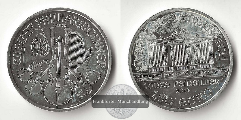  Österreich 1,5 Euro 2014  Wiener Philharmoniker  FM-Frankfurt Feinsilber: 31,1g   