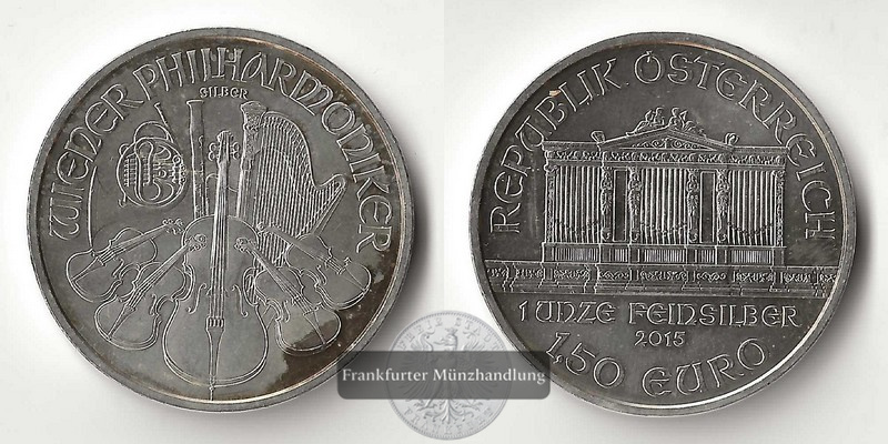  Österreich 1,5 Euro 2015  Wiener Philharmoniker  FM-Frankfurt Feinsilber: 31,1g   
