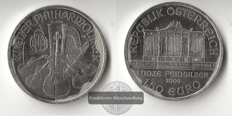  Österreich 1,5 Euro 2009    Wiener Philharmoniker  FM-Frankfurt Feinsilber: 31,1g   