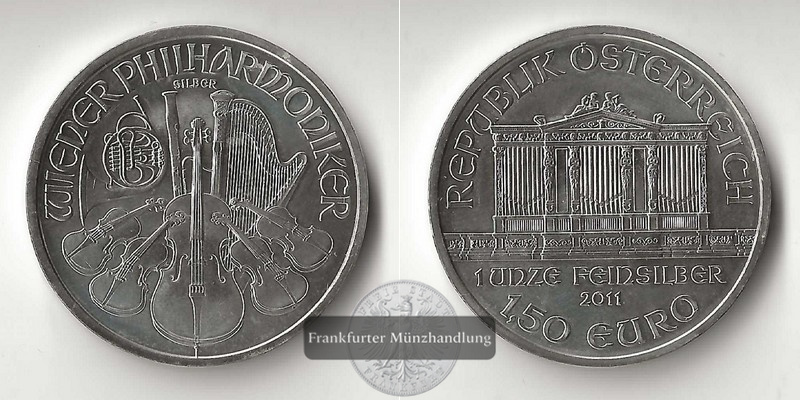  Österreich 1,5 Euro 2011  Wiener Philharmoniker  FM-Frankfurt Feinsilber: 31,1g   
