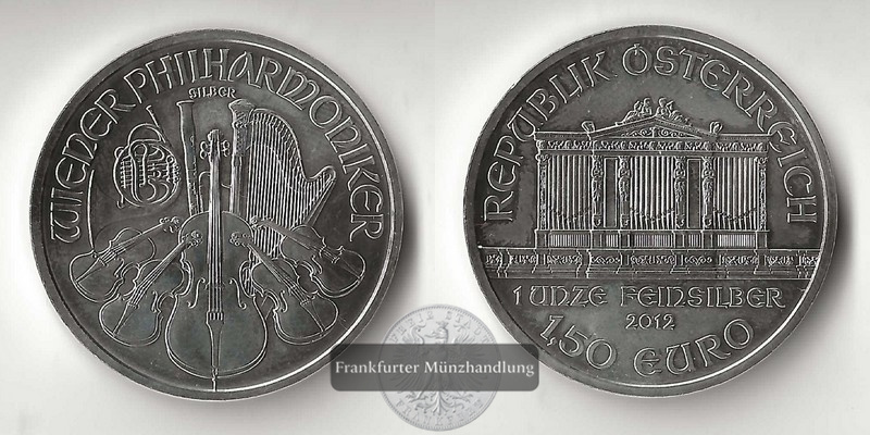  Österreich 1,5 Euro 2012 Wiener Philharmoniker  FM-Frankfurt Feinsilber: 31,1g   