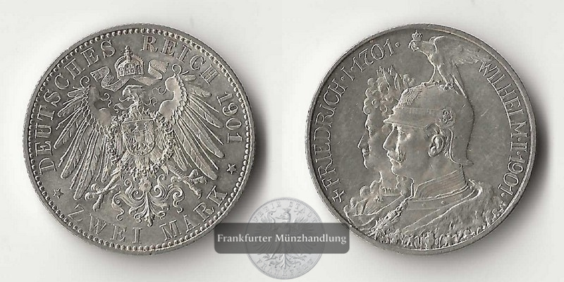  Deutsches Kaiserreich. Preussen, Wilhelm II. 2 Mark 1901 A Königreich  FM-Frankfurt Feinsilber: 10g   
