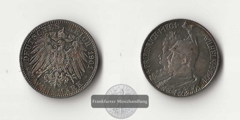  Deutsches Kaiserreich. Preussen, Wilhelm II. 2 Mark 1901 A Königreich  FM-Frankfurt Feinsilber: 10g   