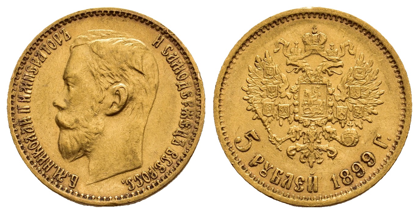 PEUS 9831 Russland 3,87 g Feingold. Zar Nikolaus II. (1894 - 1917) 5 Rubel GOLD 1899 ФЗ (FS) Sehr schön