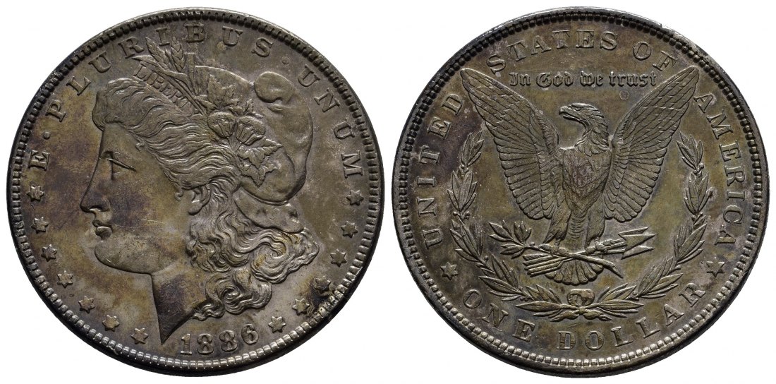 PEUS 9842 USA 24,06 g Feinsilber. Morgan Dollar SILBER 1886 Sehr schön