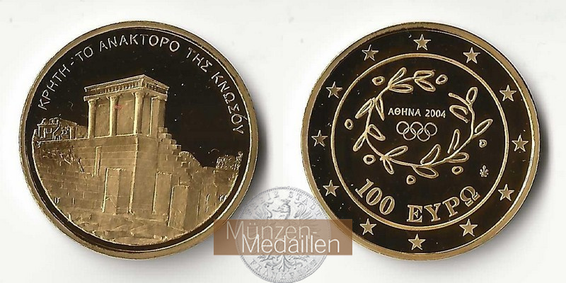 Griechenland   100 Euro MM-Frankfurt Feingold: 10g 2004   Knossos  