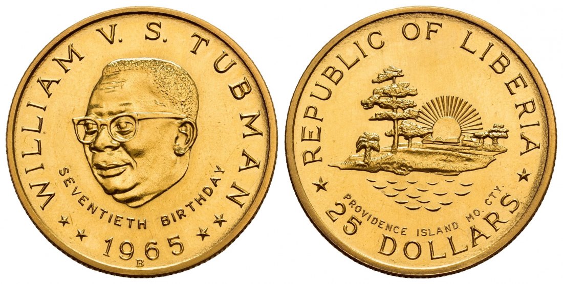PEUS A 9853 Liberia 16,78 g Feingold. William V.S. Tubman 20 Dollars GOLD 1964 Fast Stempelglanz