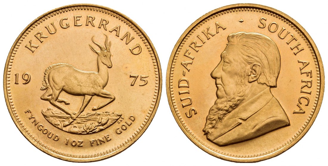 PEUS A 9859 Süd-Afrika 31,1 g Feingold Krügerrand GOLD Unze 1975 Fast Stempelglanz