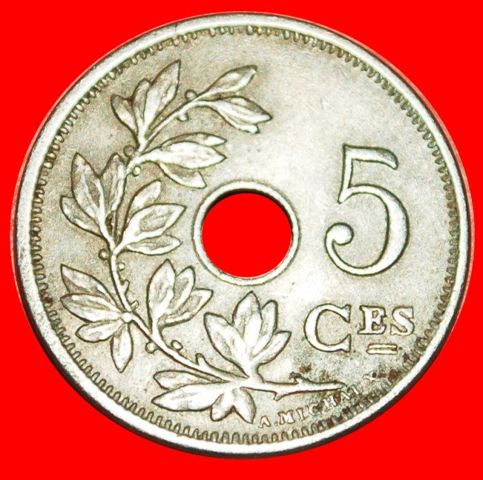  * FRANZÖSISCHE LEGENDE (1910-1932): BELGIEN ★ 5 CENTIMES 1913! ALBERT I. (1909-1934) OHNE VORBEHALT!   