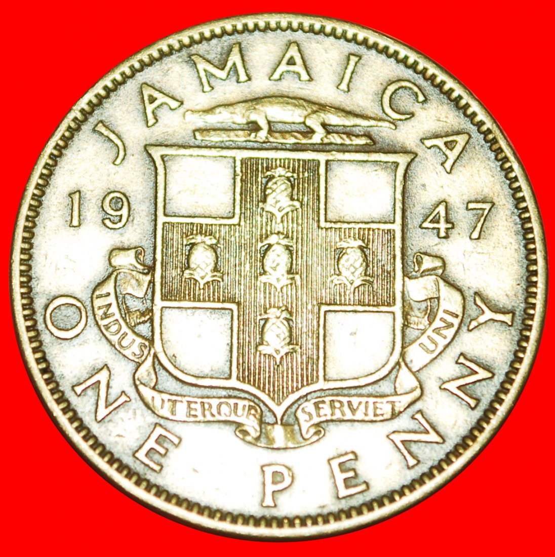  * GROSSBRITANNIEN (1938-1947): JAMAIKA ★ 1 PENNY 1947! GEORG VI. (1937-1952)★OHNE VORBEHALT!   